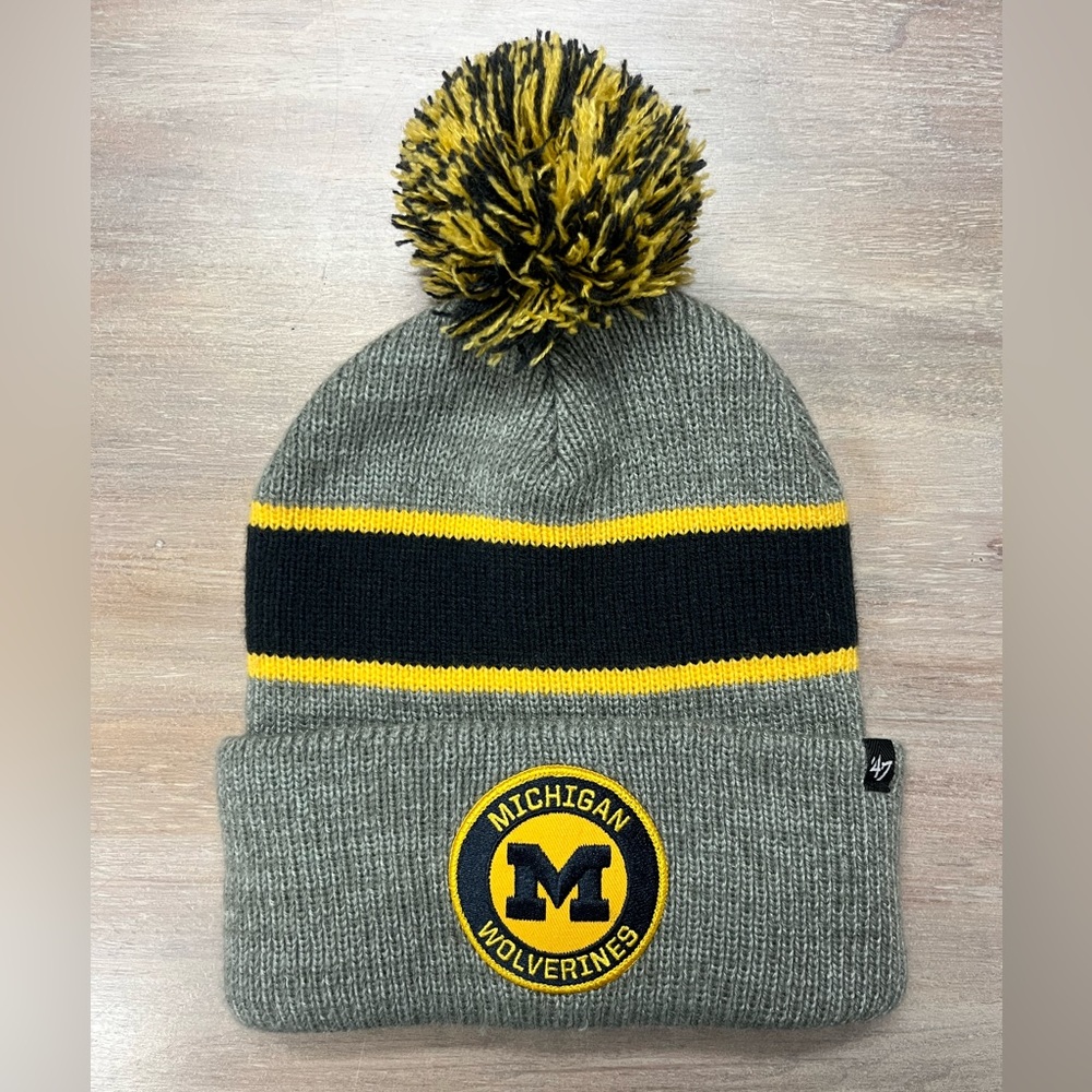 Michigan Wolverines 47’ brand Pom beanie hat.